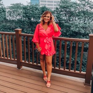 Hot Pink Ruffle Shorts Romper 💗